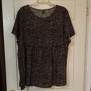 SHEIN Black and Brown Polka Dot Blouse